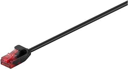 Goobay 93717 CAT 6 Slim Kabel Netzwerkkabel RJ45 Stecker 250 MHz Kupfer Patchkabel Ethernet LAN Kabel U/UTP Schwarz 5m
