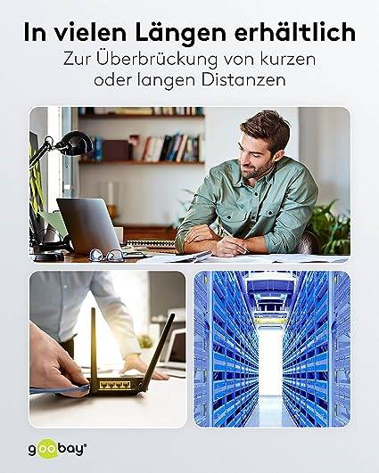 Goobay 93736 CAT 6 Slim Kabel Netzwerkkabel RJ45 Stecker 250 MHz Kupfer Patchkabel Ethernet LAN Kabel U/UTP Grau 20m