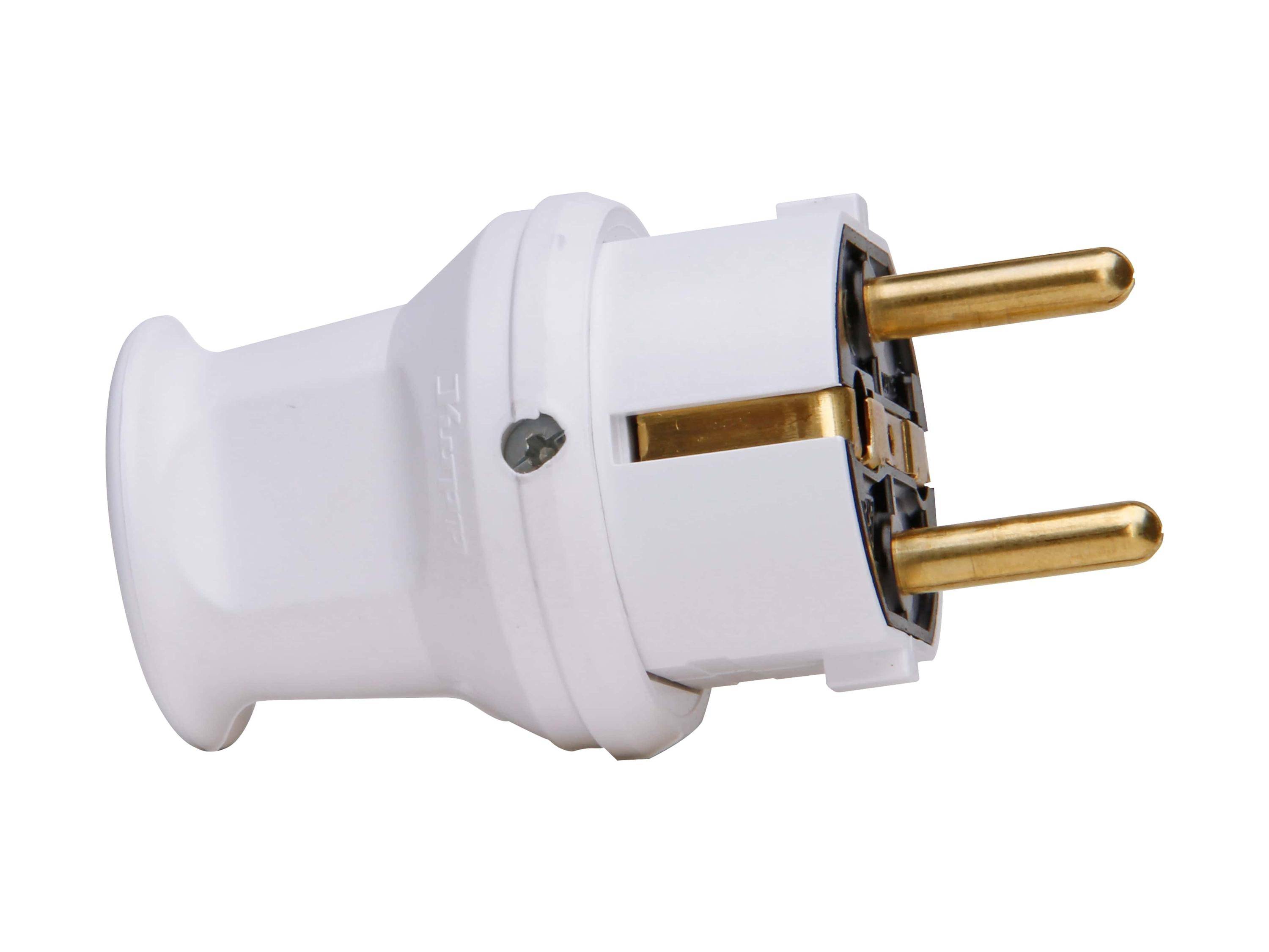 KOPP Schuko-Stecker IP44 Kunststoff 1,5² arktisweiss Knickschutz