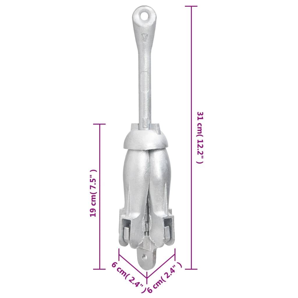 vidaXL Klappanker mit Seil Silbern 1,5 kg Temperguss