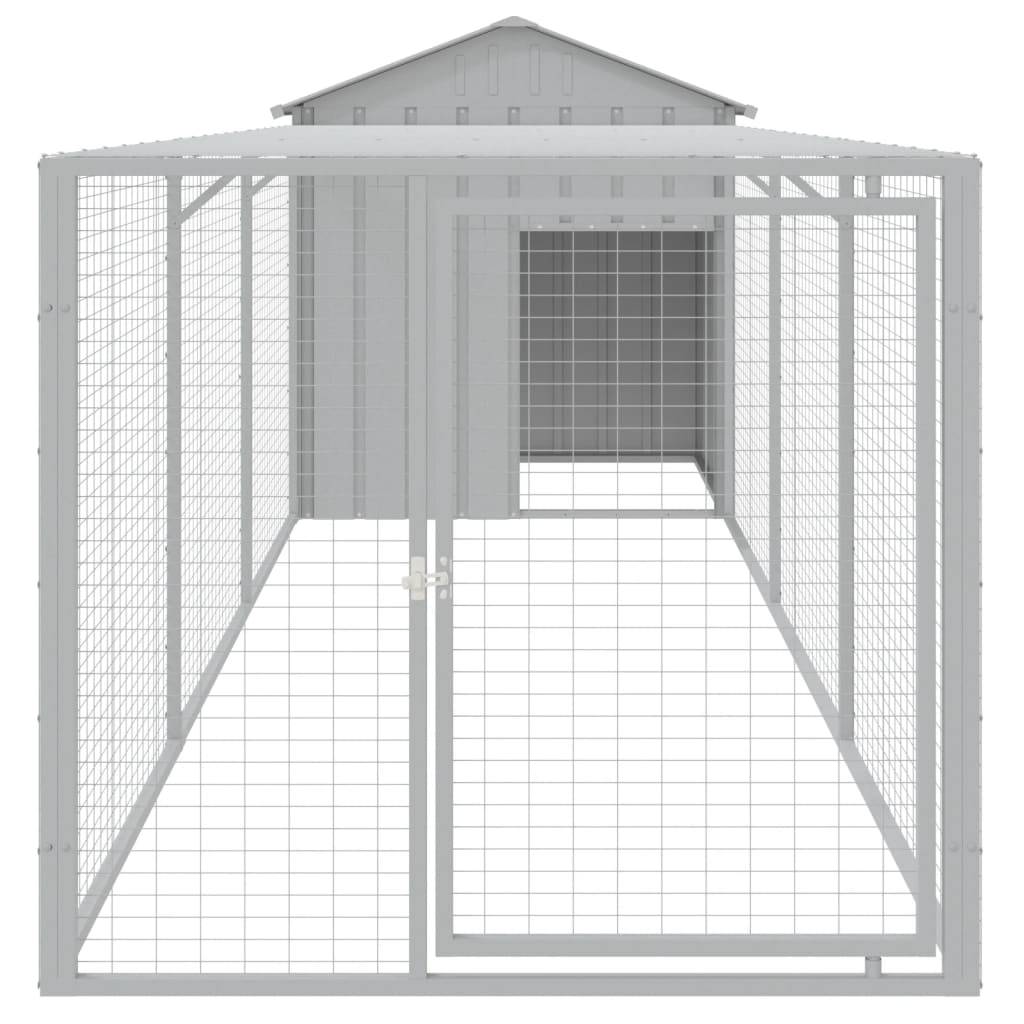 vidaXL Hühnerkäfig mit Auslauf Hellgrau 117x405x123 cm Stahl Verzinkt