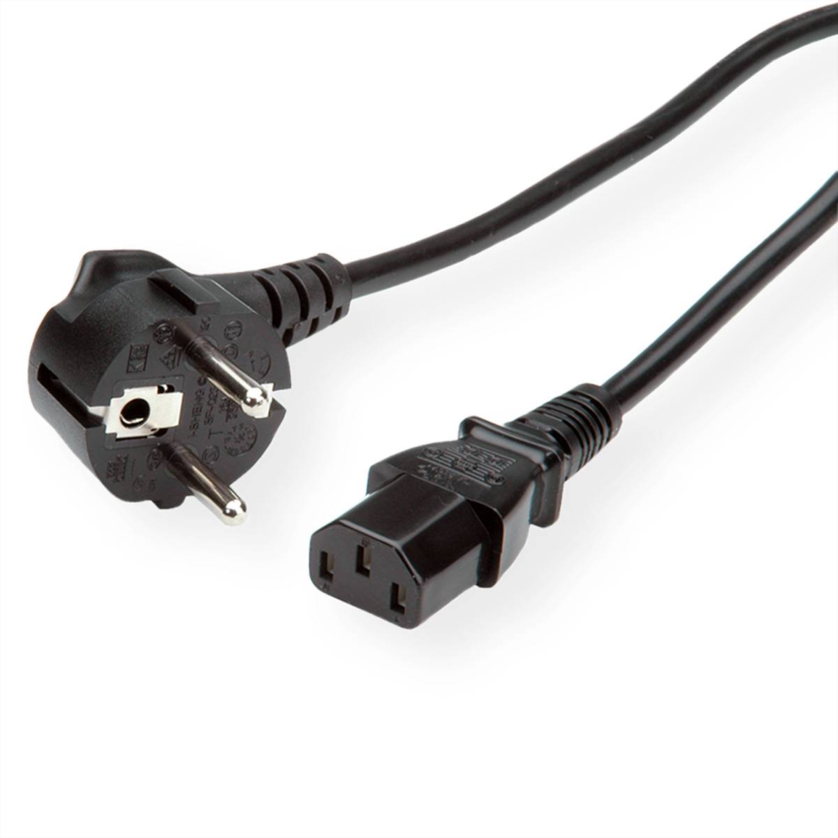 ROLINE GREEN Netzkabel, gerade IEC-Buchse, schwarz, 0,8 m