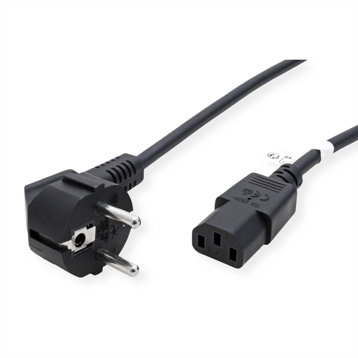 ROLINE GREEN Netzkabel, gerade IEC-Buchse, schwarz, 3 m