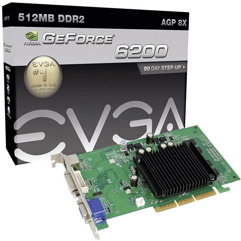 EVGA Grafikkarte Nvidia GeForce 6200 512 MB DDR2-RAM AGP 8x DVI, VGA Passiv gekühlt