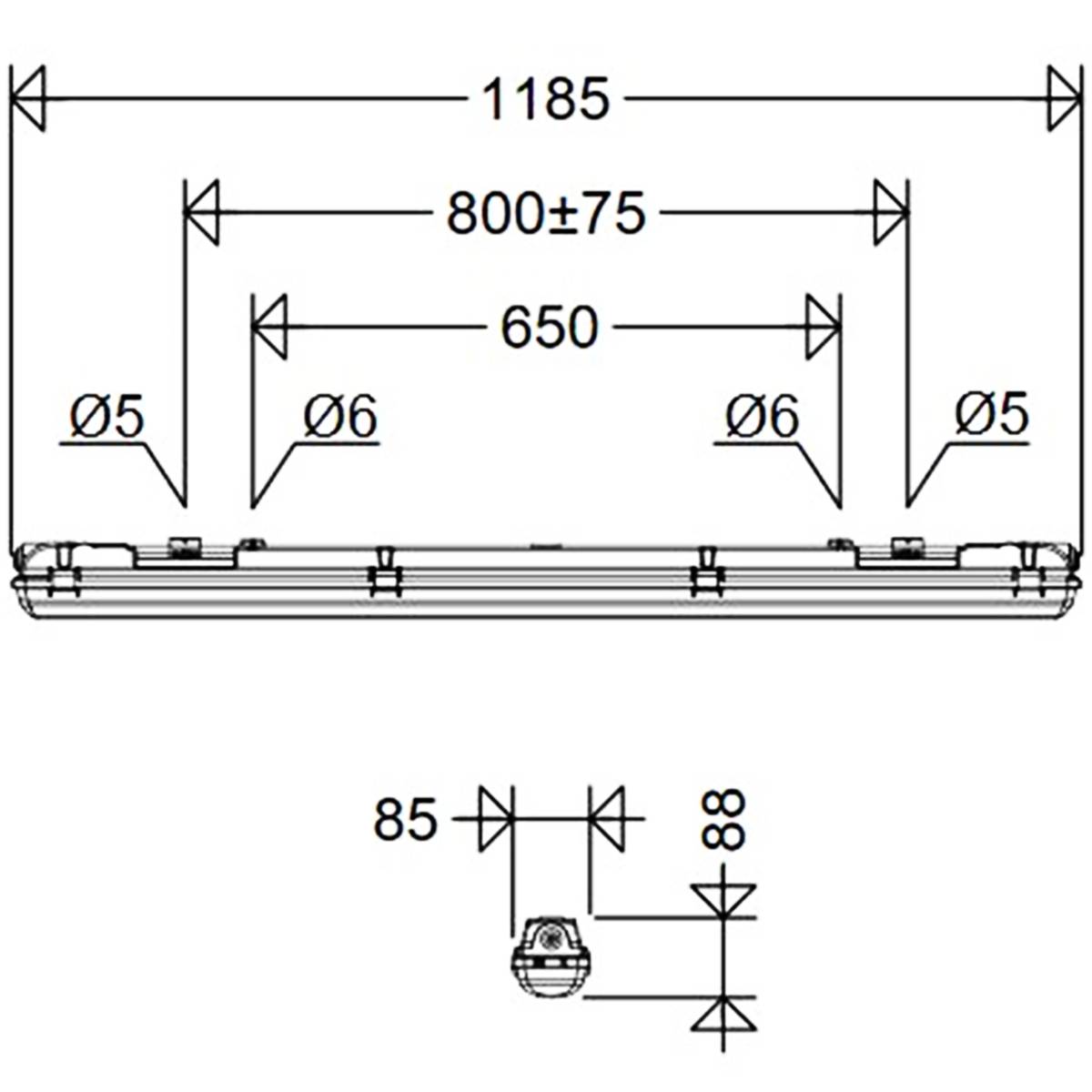 LED-Feuchtraumwannenleuchte Luxano 34W 2340/5280lm SKI IP65 sat