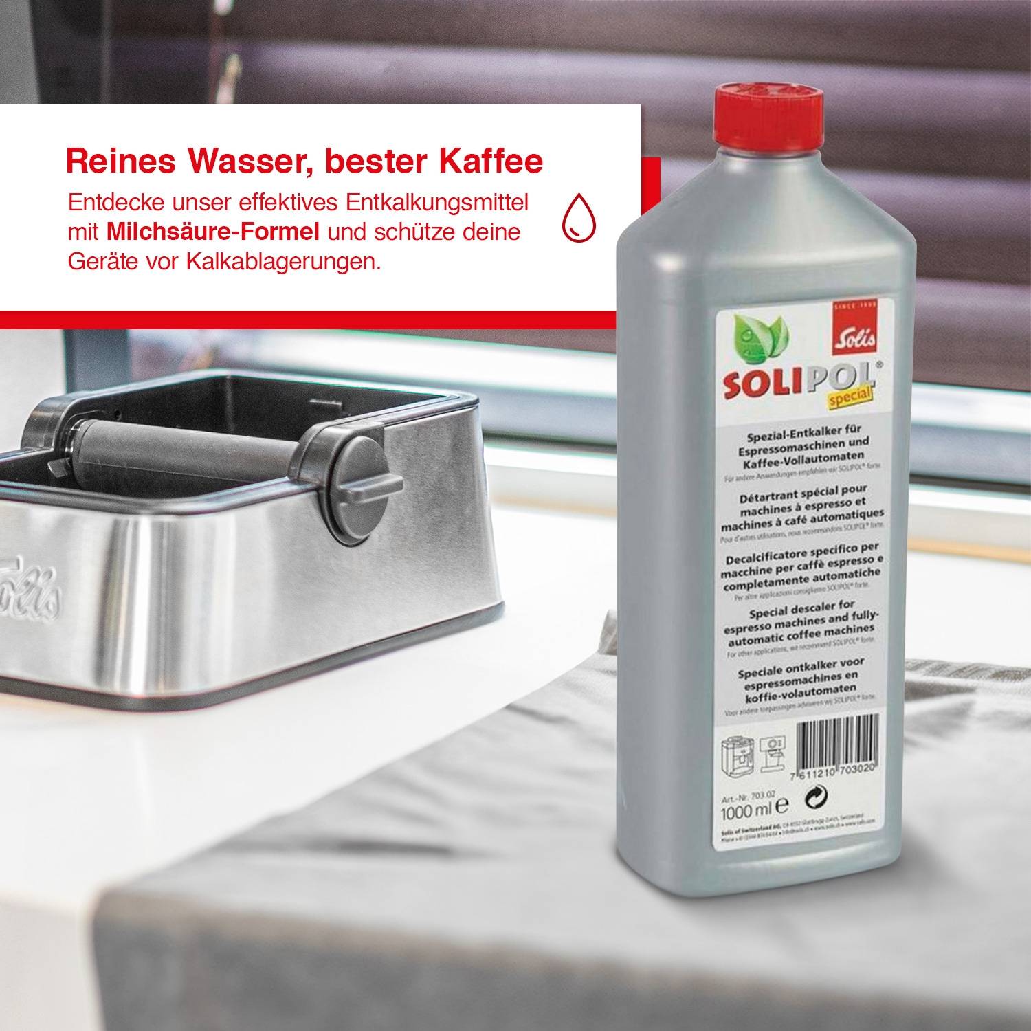 Solis Entkalkungsmittel, Solipol Special, 1L, Enkalker für Espressomaschinen