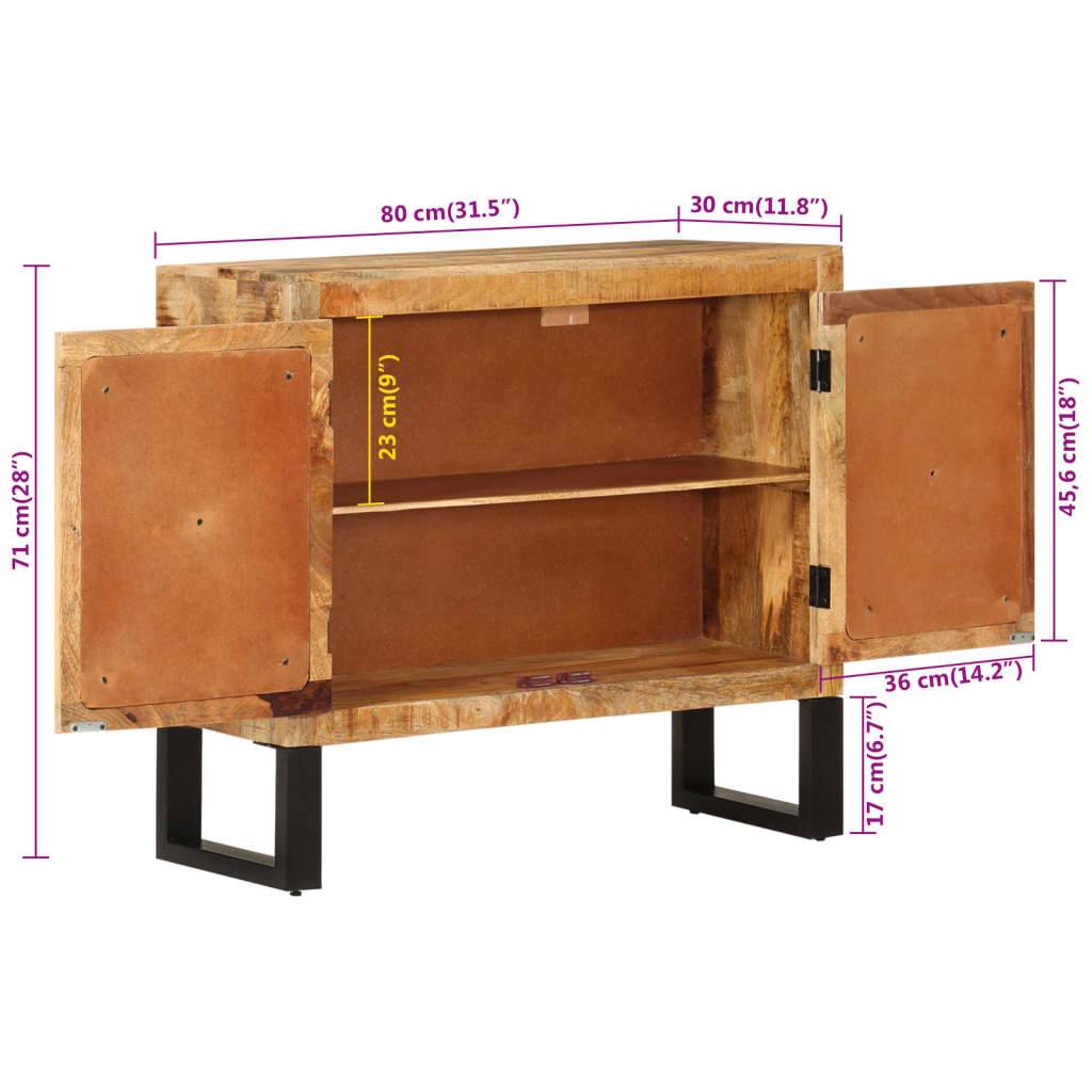vidaXL Sideboard 80x30x71 cm Massives Raues Mangoholz und Metall