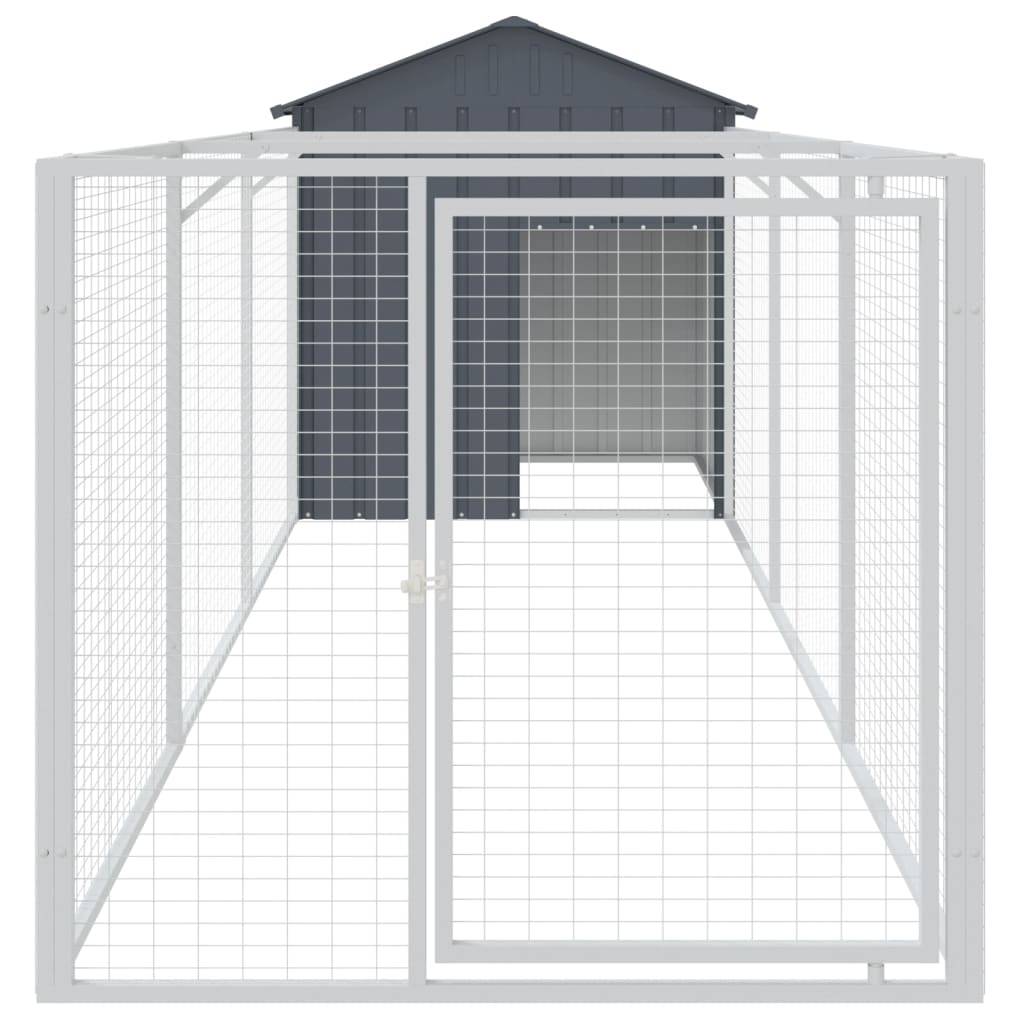 vidaXL Hundehütte mit Dach Anthrazit 117x405x123 cm Verzinkter Stahl