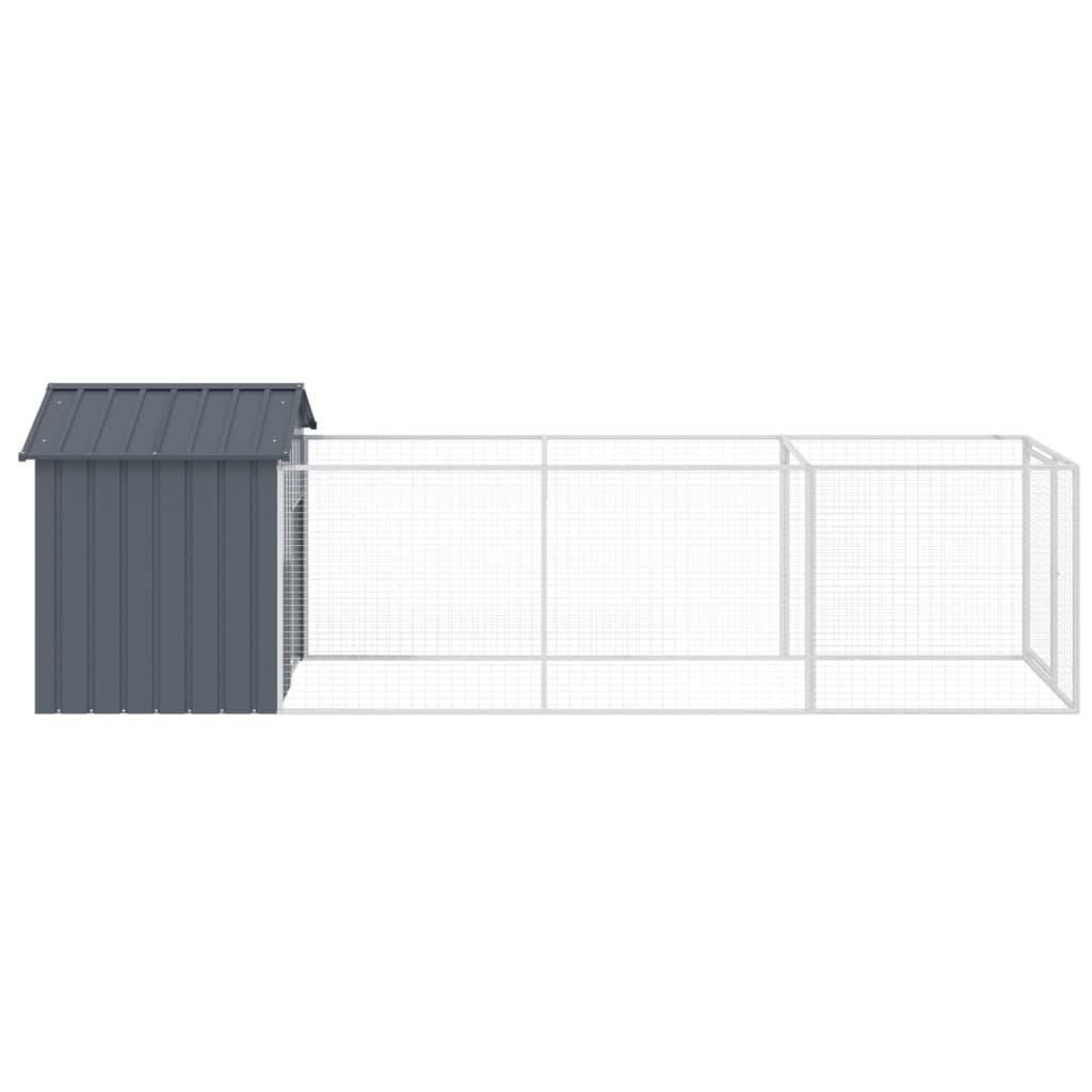 vidaXL Hundehütte mit Dach Anthrazit 117x405x123 cm Verzinkter Stahl