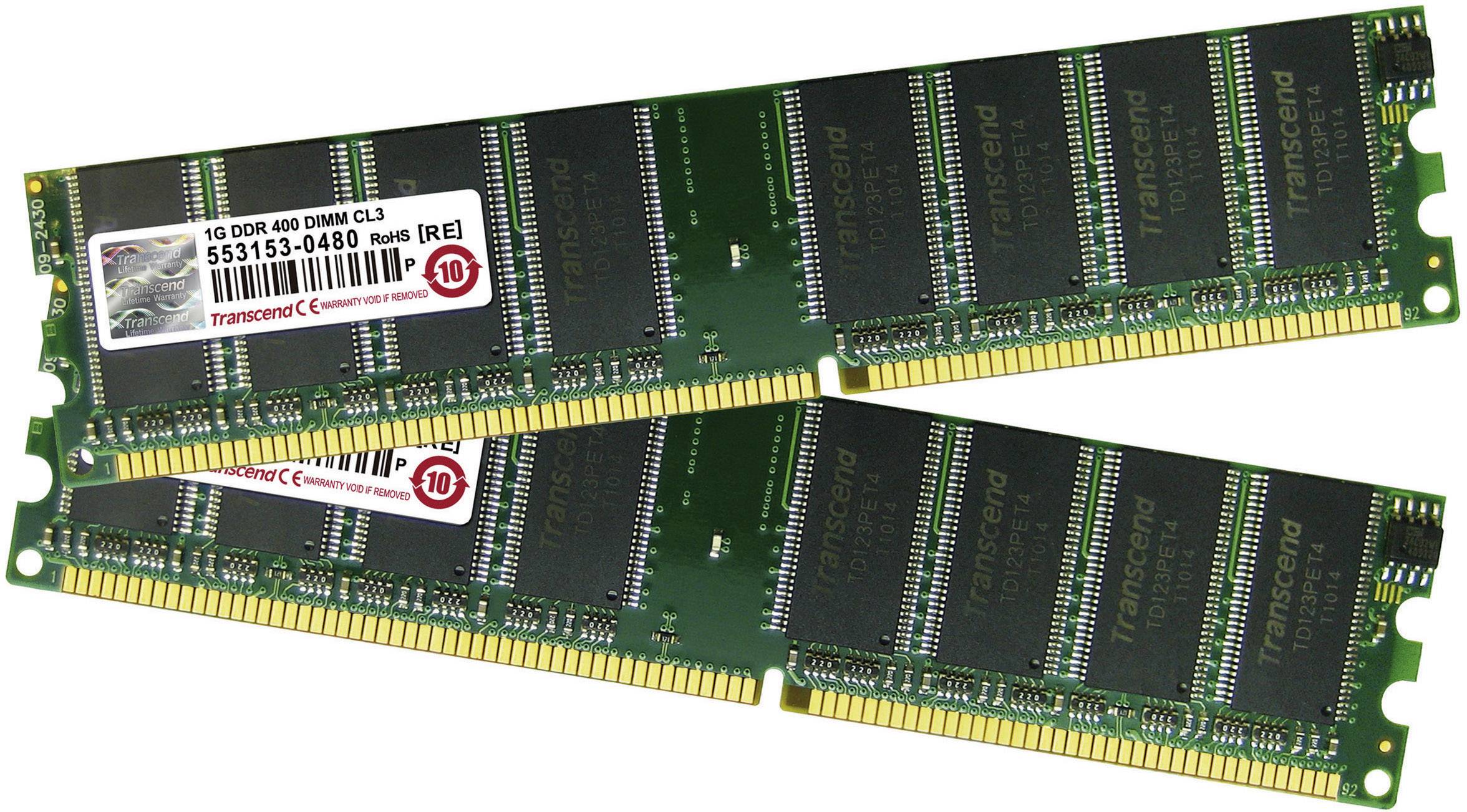 Transcend PC-Arbeitsspeicher Kit 2 GB 2 x 1 GB 400 MHz 184pin DIMM CL3 3-3-8