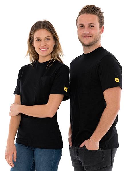 ESD-T-Shirt mit Brusttasche, rundhals, 150g/m², schwarz, XXL