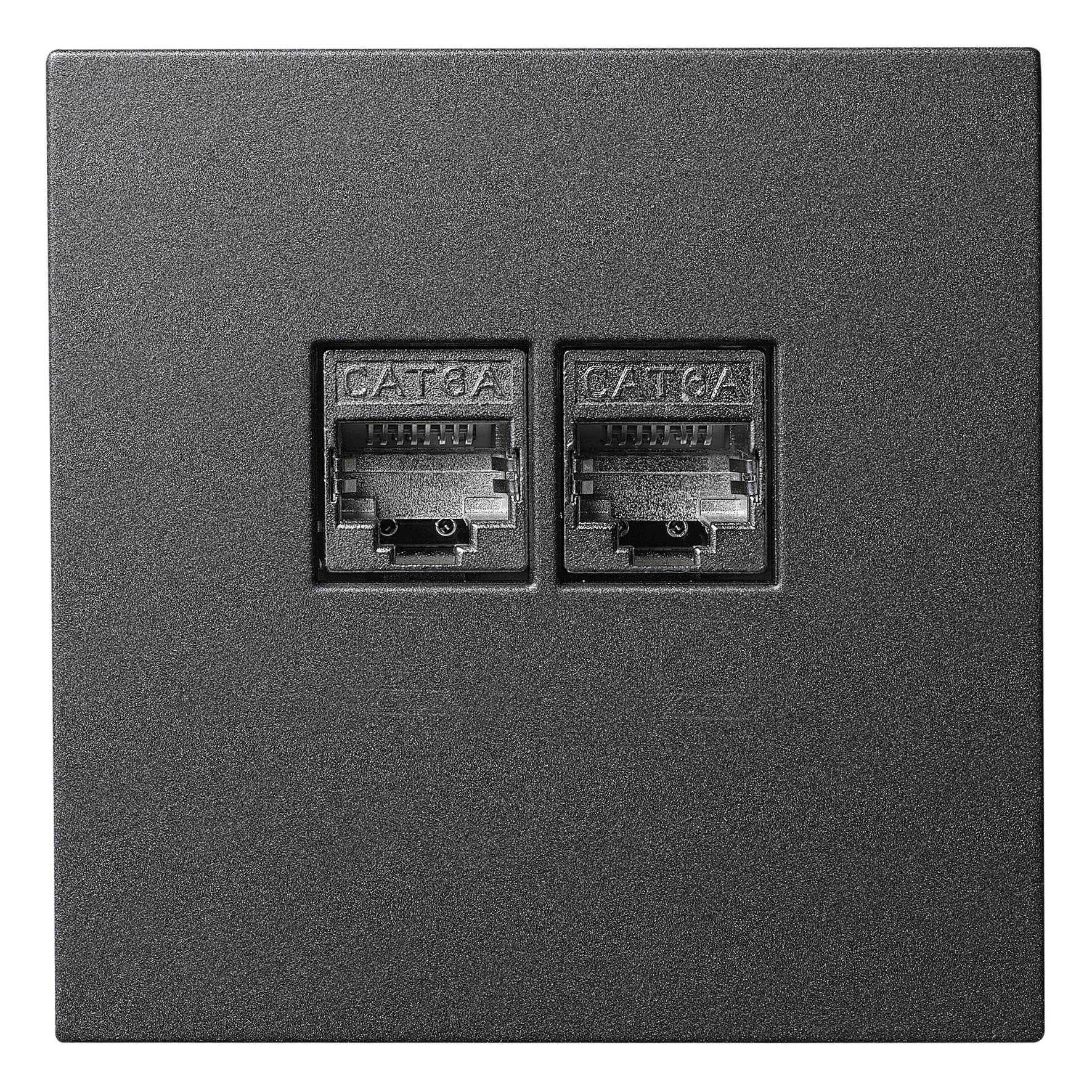 Netzwerk-Dose McPower "Shallow" CAT6A, UP, anthrazit, vollgeschirmt