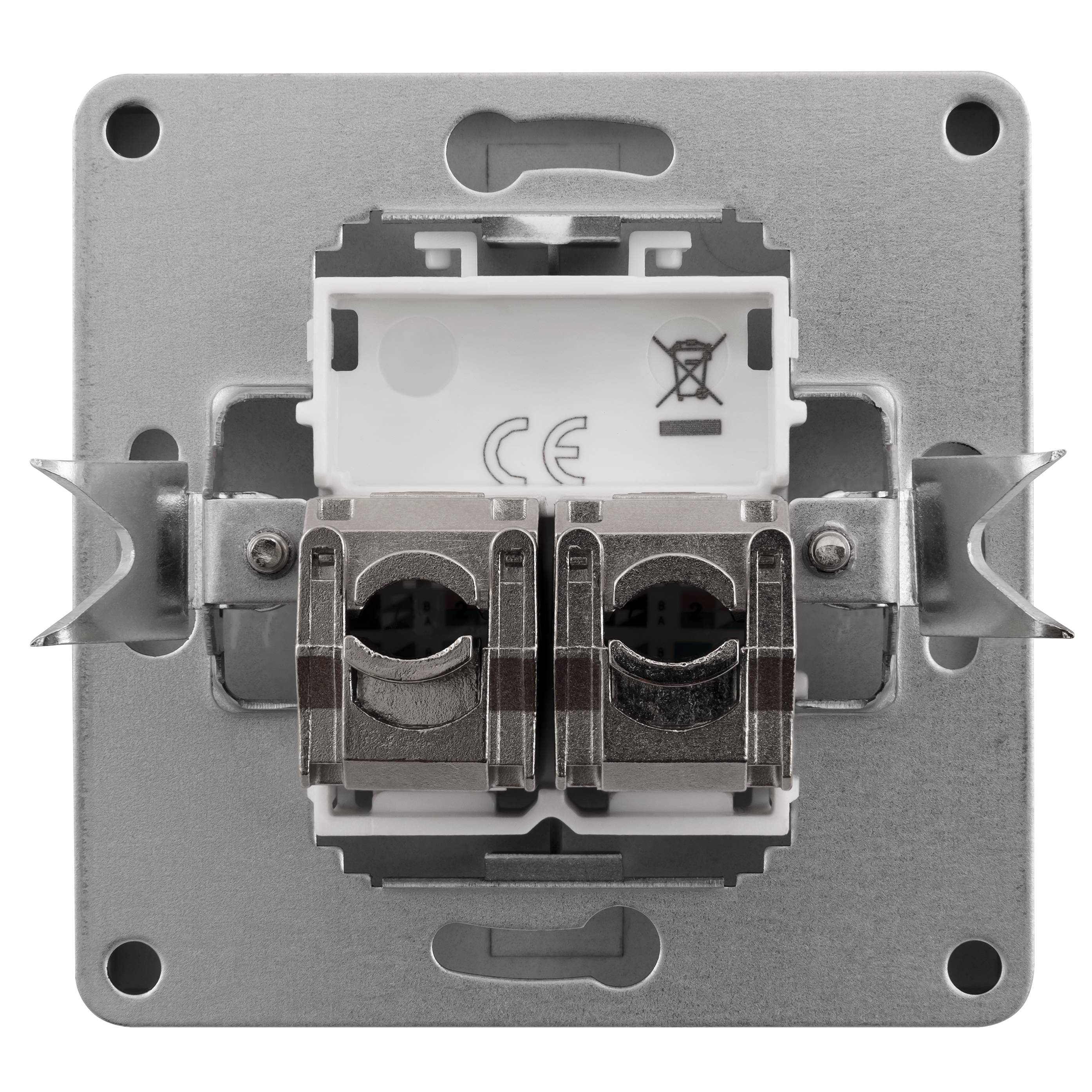 Netzwerk-Dose McPower "Shallow" CAT6A, UP, anthrazit, vollgeschirmt