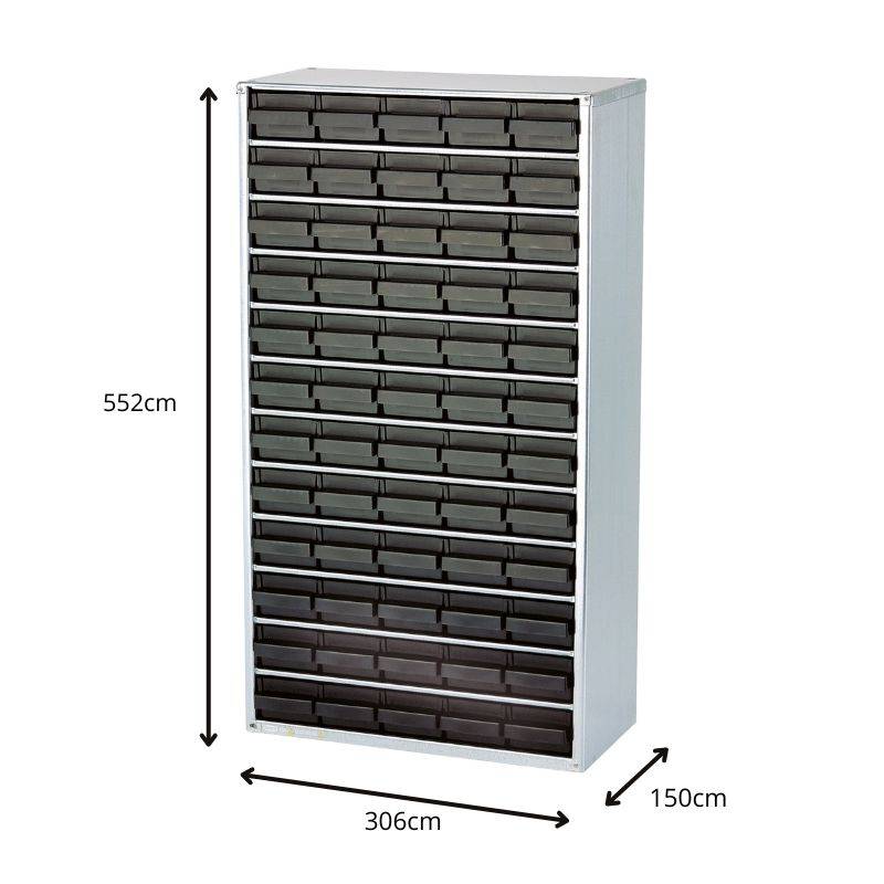 raaco 1260-00 ESD Stahlmagazin (L x B x H) 306 x 150 x 552 mm Anzahl Fächer: 60 inkl. Erdungskabel Inhalt 1 St.
