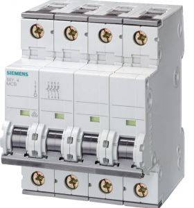 Siemens Miniature circuit breaker 400 V 6 kA, 4-pole, C, 63 A, D=70 mm Miniature circuit breaker 400 V 6 kA, 4-pole, C,