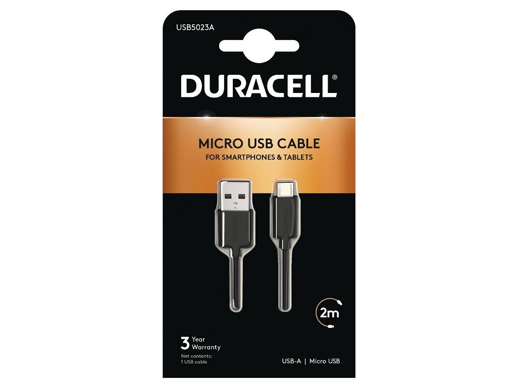 Duracell USB5023A - 2 m - USB A - Micro-USB A - 2.0 - Black