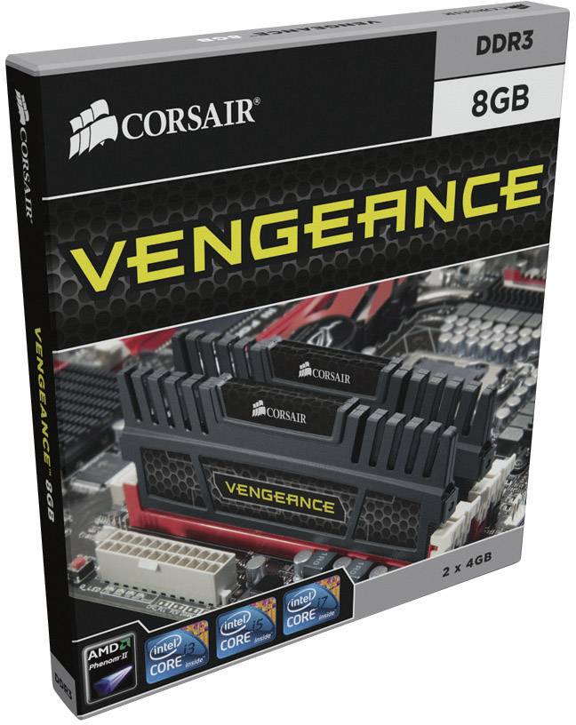 Corsair PC-Arbeitsspeicher Kit Vengeance CMZ4GX3M2A1600C9 4 GB 2 x 2 GB DDR3-RAM 1600 MHz CL9 9-9-24