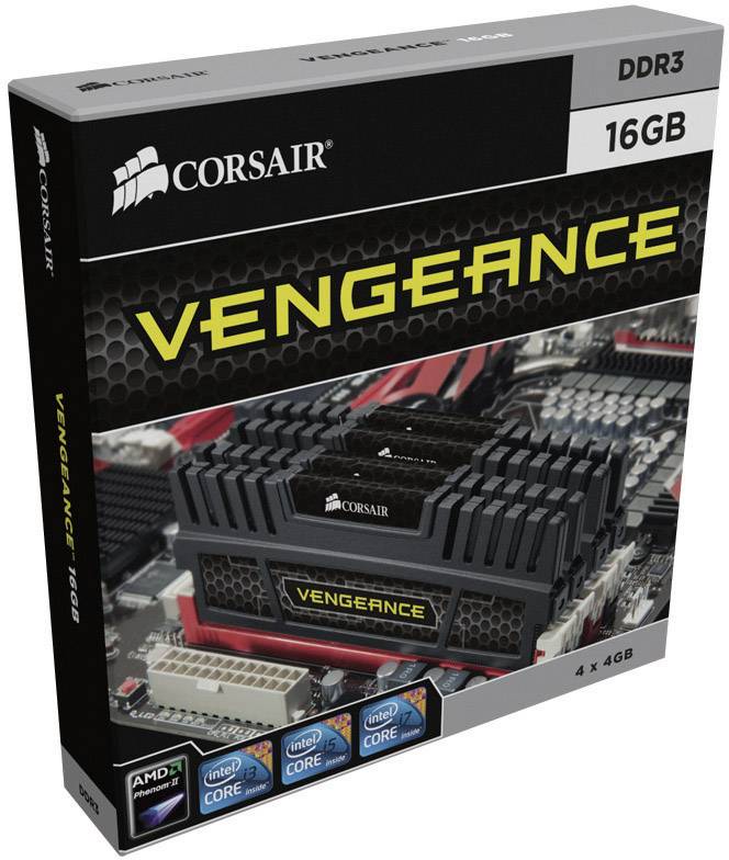 Corsair PC-Arbeitsspeicher Kit Vengeance® CMZ16GX3M4A1600C9 16GB 4 x 4GB DDR3-RAM 1600MHz CL9 9-9-24
