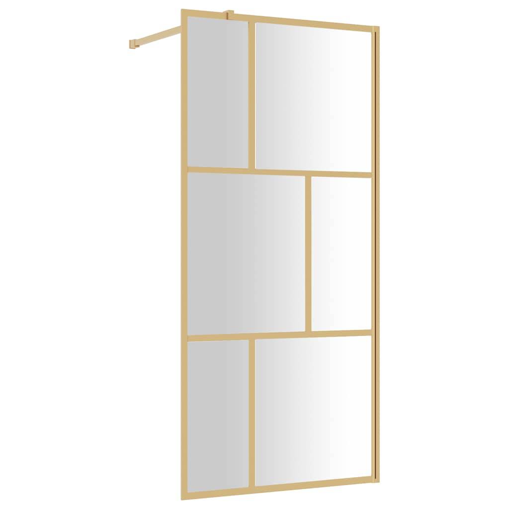 vidaXL Duschwand für Begehbare Dusche mit ESG Klarglas Golden 80x195cm