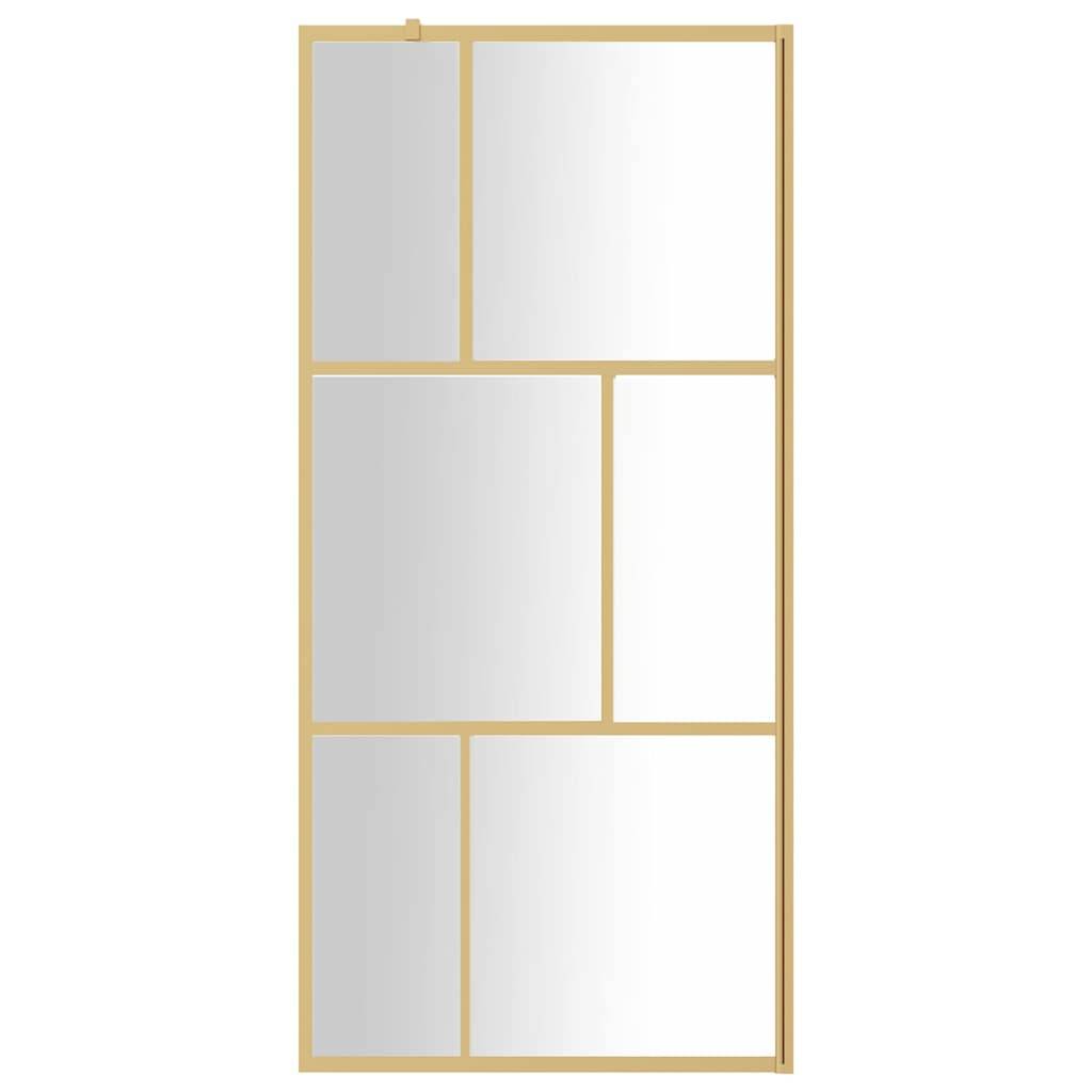 vidaXL Duschwand für Begehbare Dusche mit ESG Klarglas Golden 80x195cm