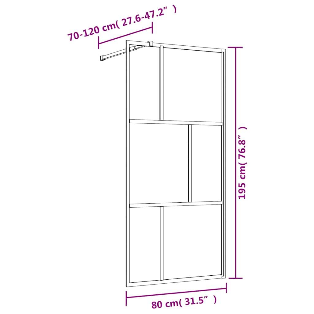 vidaXL Duschwand für Begehbare Dusche mit ESG Klarglas Golden 80x195cm
