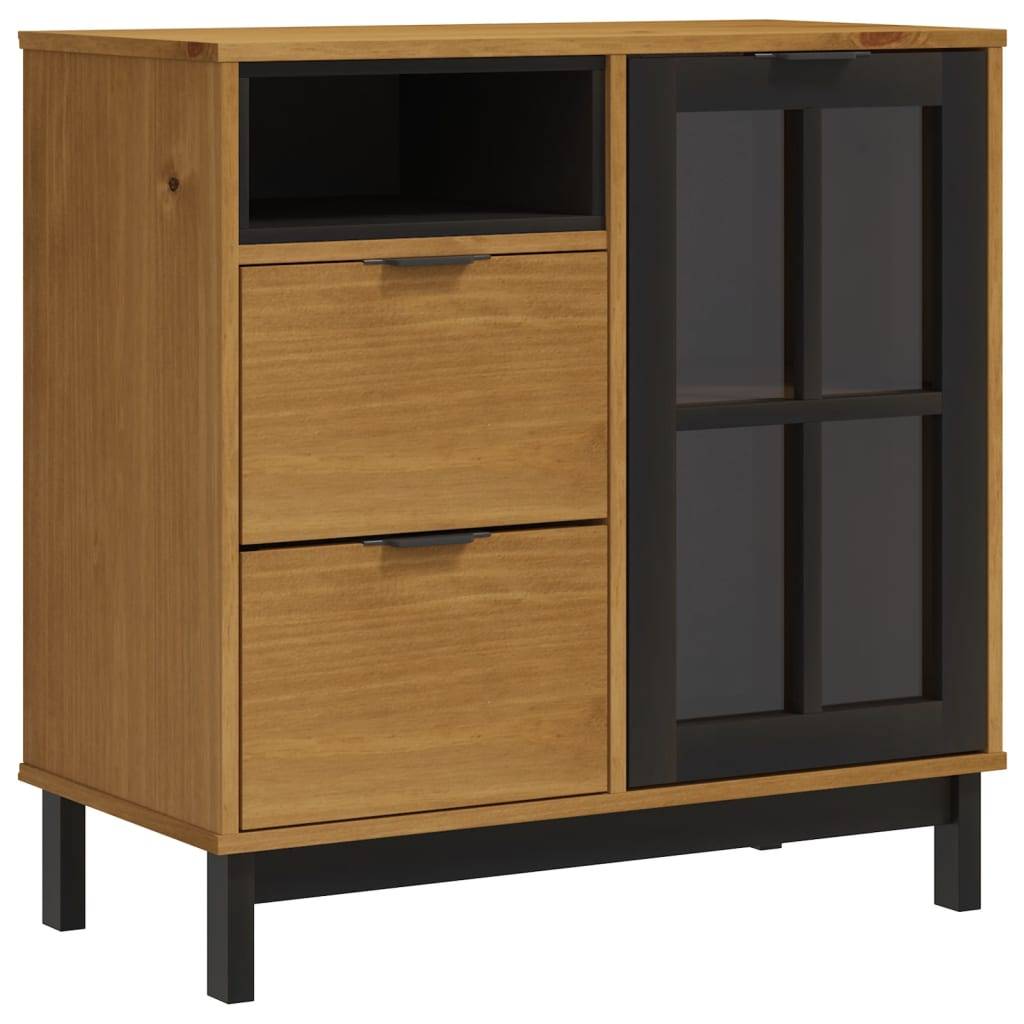 vidaXL Sideboard mit Glastür FLAM 80x40x80 cm Massivholz Kiefer