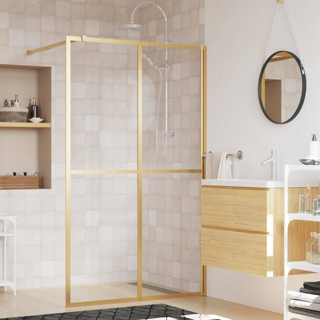 vidaXL Duschwand für Begehbare Dusche ESG Klarglas Golden 118x195cm