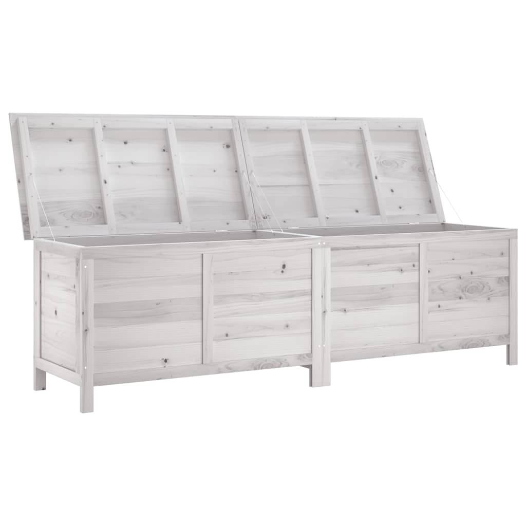 vidaXL Gartentruhe Weiß 198,5x50x56,5 cm Massivholz Tanne