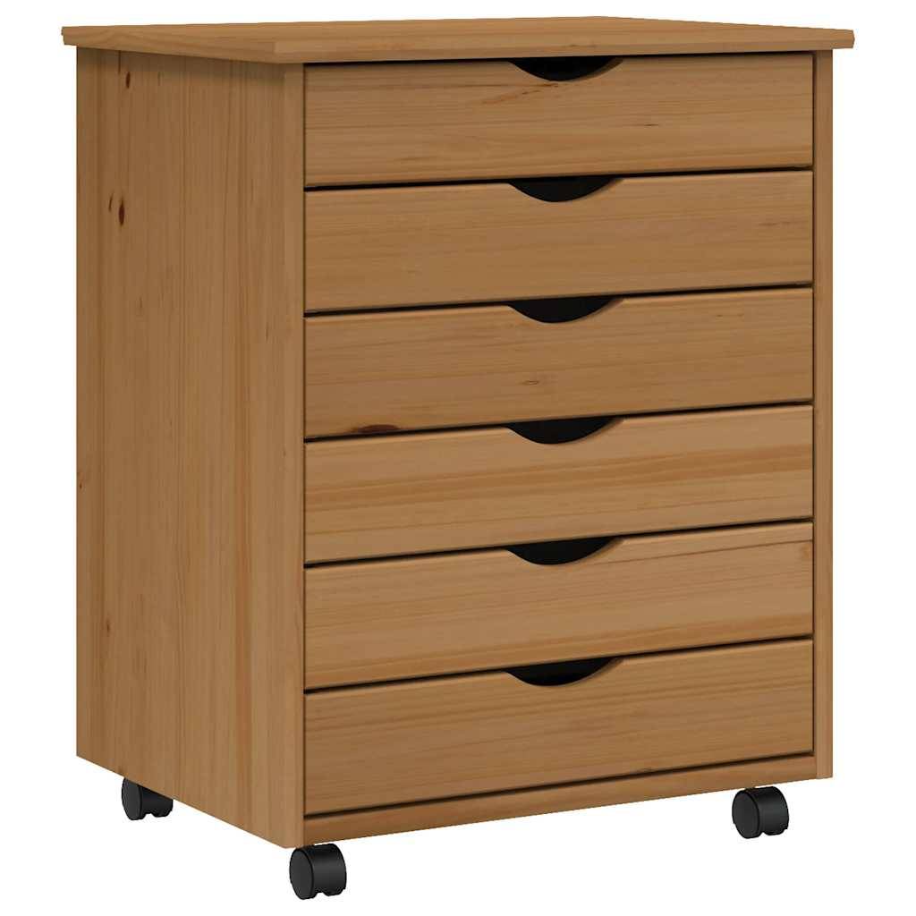 vidaXL Rollschrank mit Schubladen MOSS Honigbraun Massivholz Kiefer