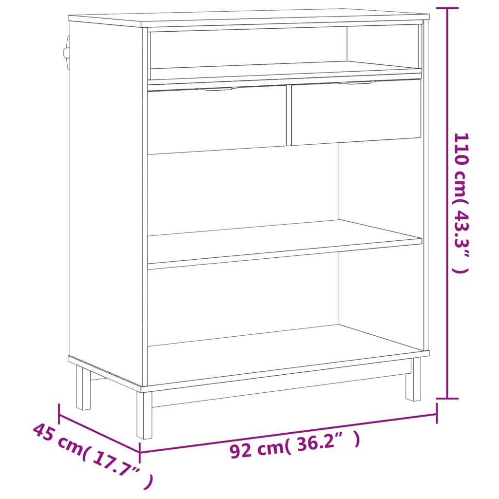 vidaXL Bartisch FLAM 92x45x110 cm Massivholz Kiefer