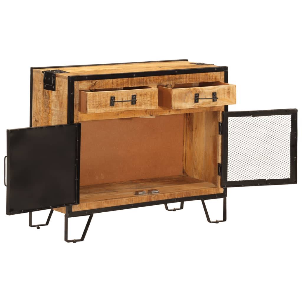 vidaXL Sideboard 80x31x66 cm Massives Raues Mangoholz und Metall