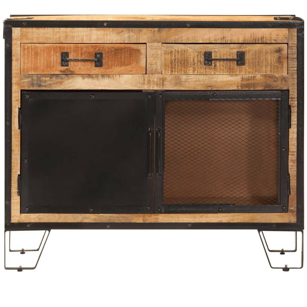 vidaXL Sideboard 80x31x66 cm Massives Raues Mangoholz und Metall
