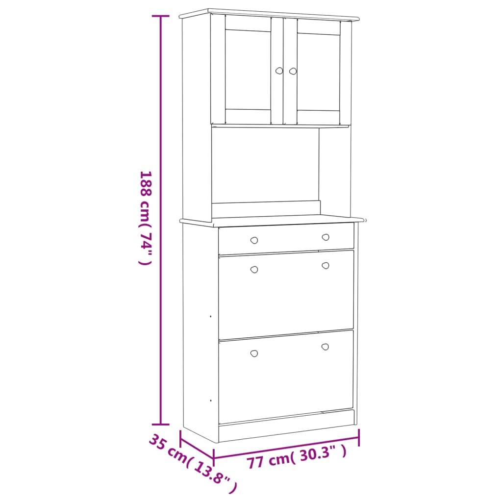 vidaXL Highboard ALTA Weiß 77x35x188 cm Massivholz Kiefer