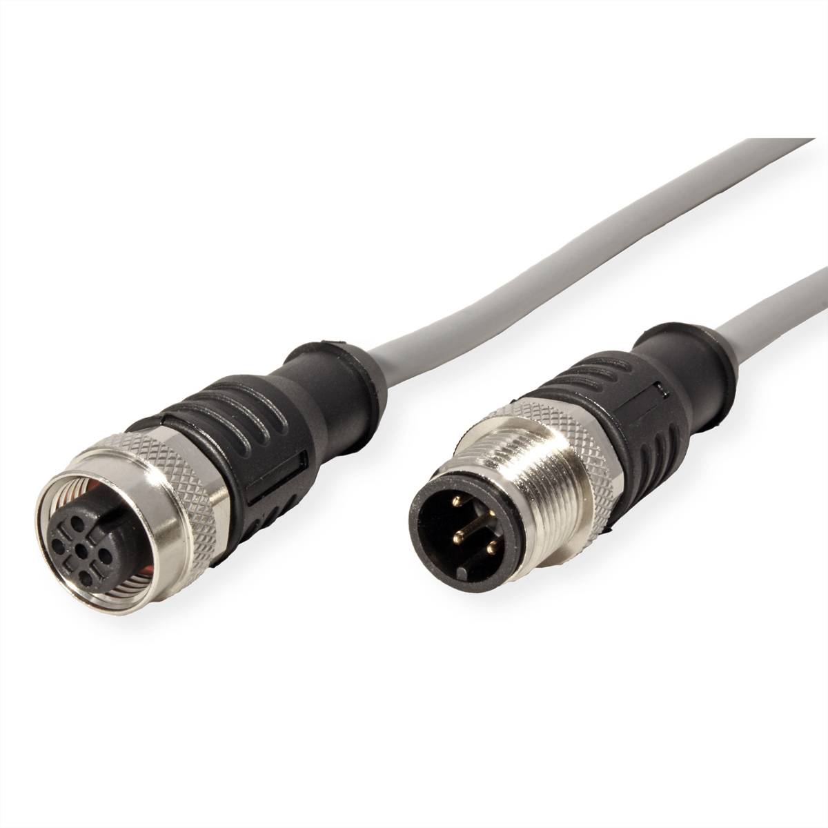 Metz Connect M12 Sensor-/Aktorleitung, A-kodiert, M12 Stecker gerade - M12 Buchse gerade, grau, 2m