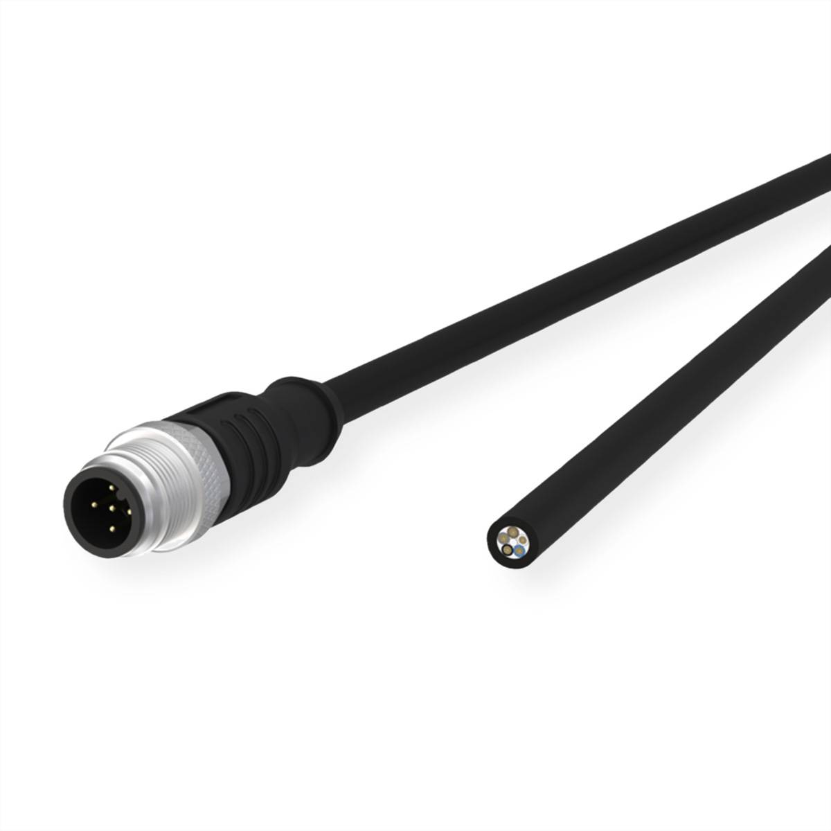 Metz Connect Sensor-/Aktorltg., M12-ST A-kodiert, gerade-freies Ende, ungeschirmt, 5polig, PUR, 1m