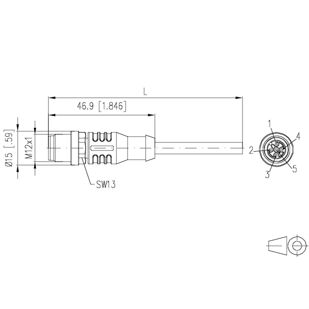 Metz Connect Sensor-/Aktorltg., M12-ST A-kodiert, gerade-freies Ende, ungeschirmt, 5polig, PUR, 2m