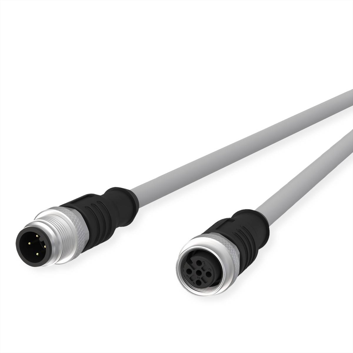Metz Connect M12 Sensor-/Aktorleitung, A-kodiert, M12 Stecker gerade - M12 Buchse gerade, grau, 2m