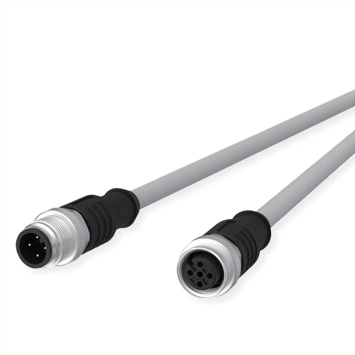 Metz Connect M12 Sensor-/Aktorleitung, A-kodiert, M12 Stecker gerade - M12 Buchse gerade, grau, 1m