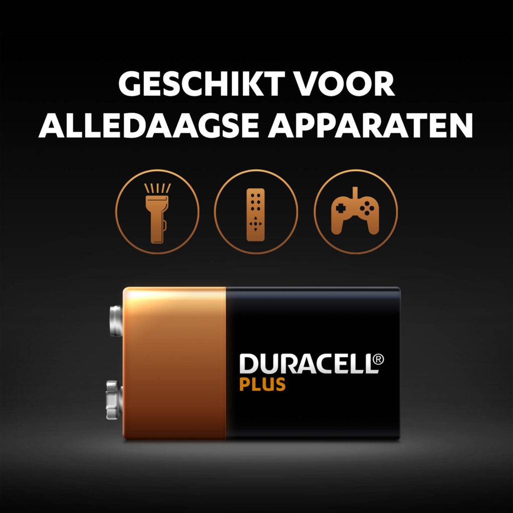 Duracell Plus-9V B1 9 V Block-Batterie Alkali-Mangan 9 V 1 St.