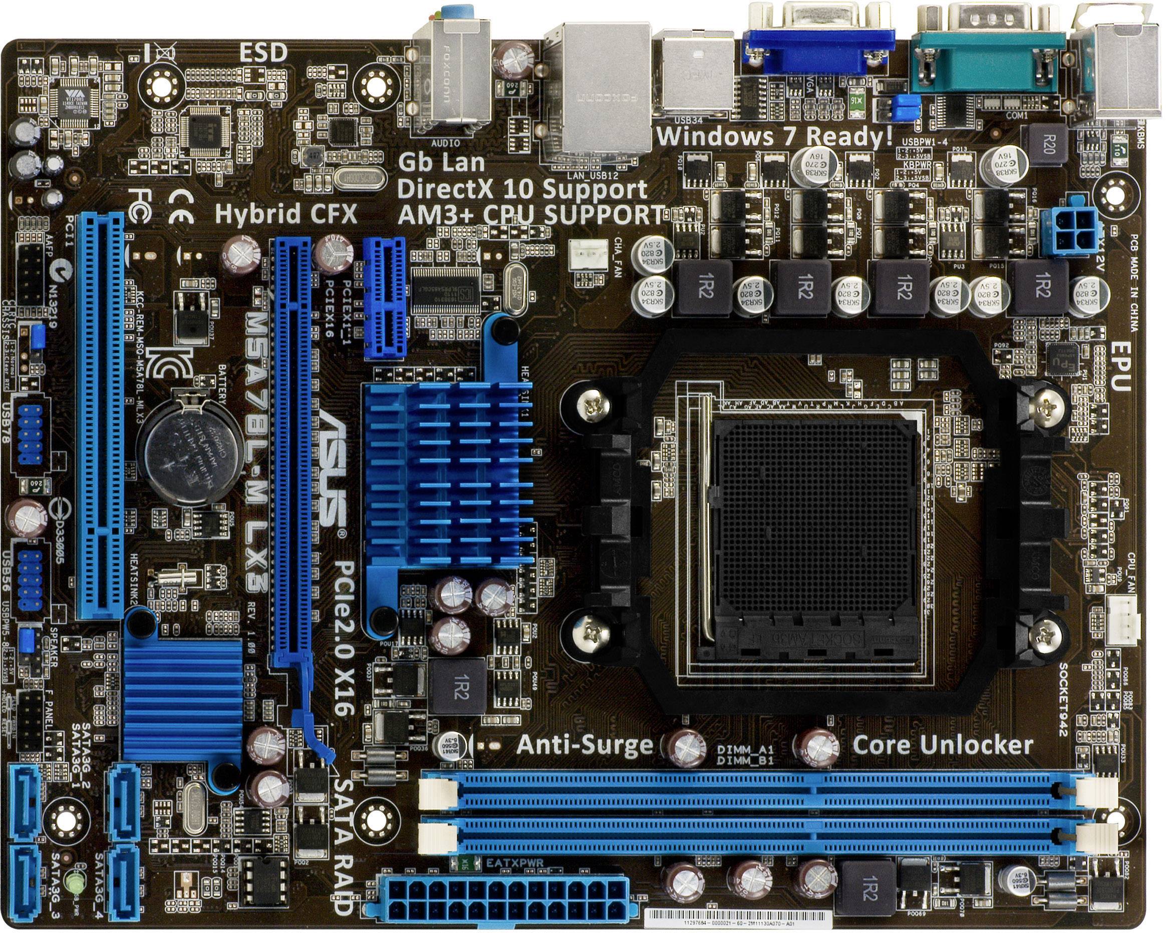 Asus M5A78L-M LX3 Mainboard Sockel (PC) AMD AM3+ Formfaktor (Details) Micro-ATX Mainboard-Chipsatz AMD® 760G