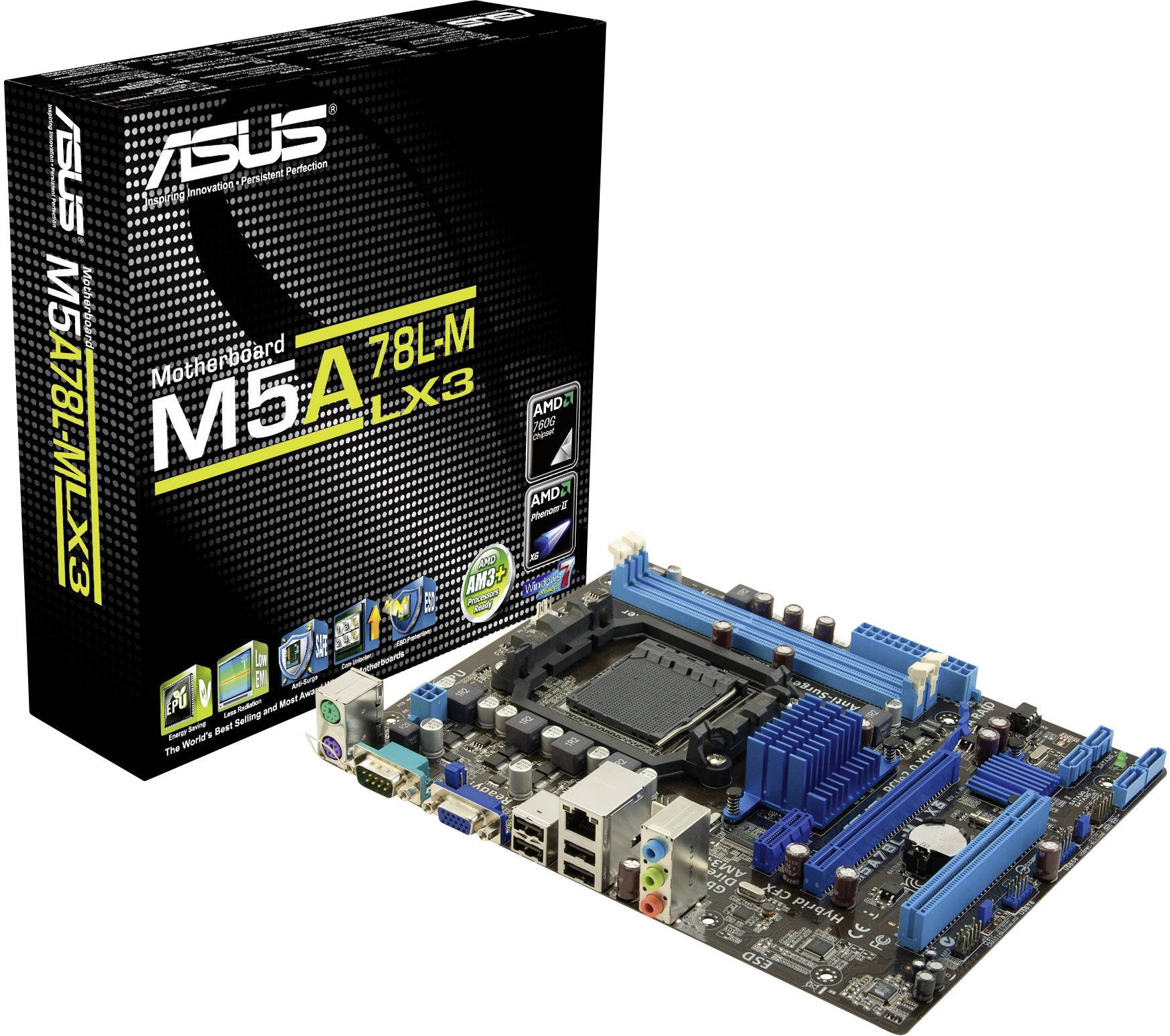 Asus M5A78L-M LX3 Mainboard Sockel (PC) AMD AM3+ Formfaktor (Details) Micro-ATX Mainboard-Chipsatz AMD® 760G