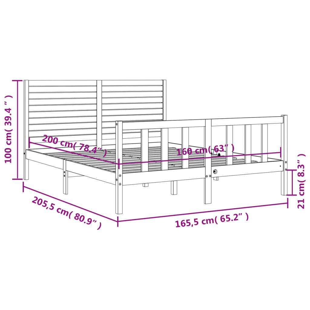 vidaXL Massivholzbett ohne Matratze 160x200 cm Kiefernholz