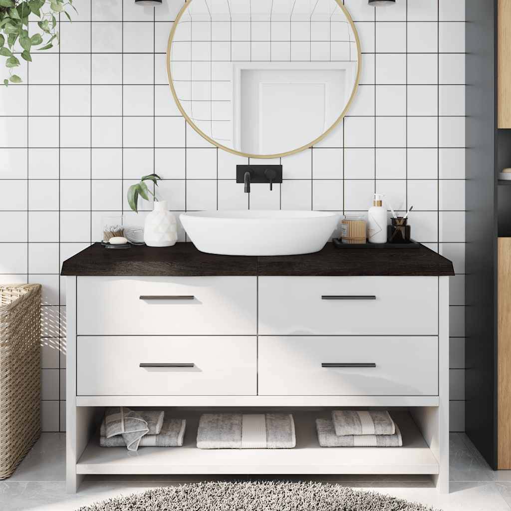 vidaXL Waschtischplatte Dunkelbraun 140x60x(2-6)cm Massivholz