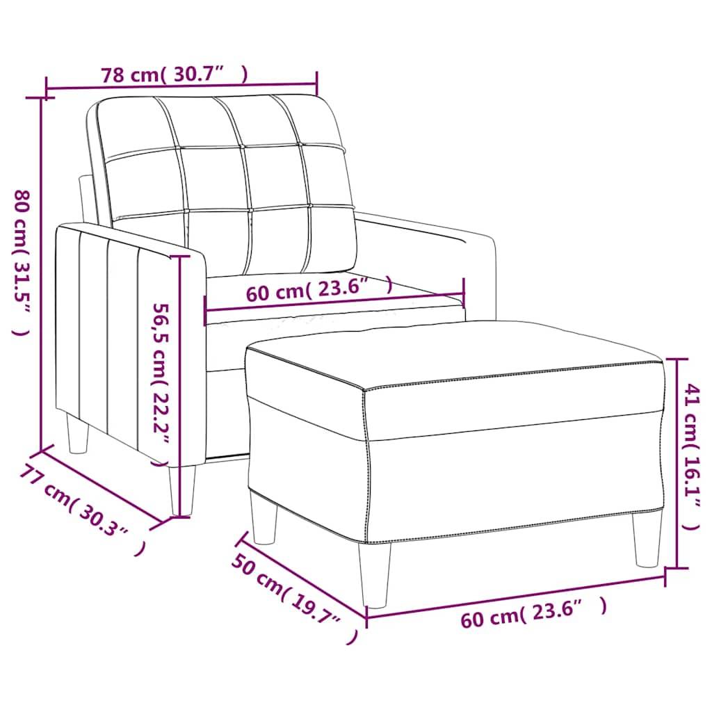 vidaXL Sessel mit Hocker Schwarz 60 cm Stoff