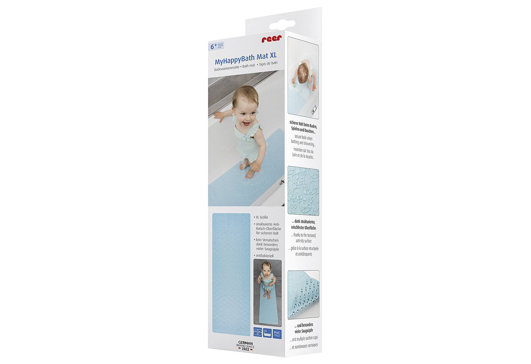 MyHappyBath Mat XL - Baby Badewannenmatte Anti-Rutsch-Oberfläche mit Walmotiven, 97 x 36