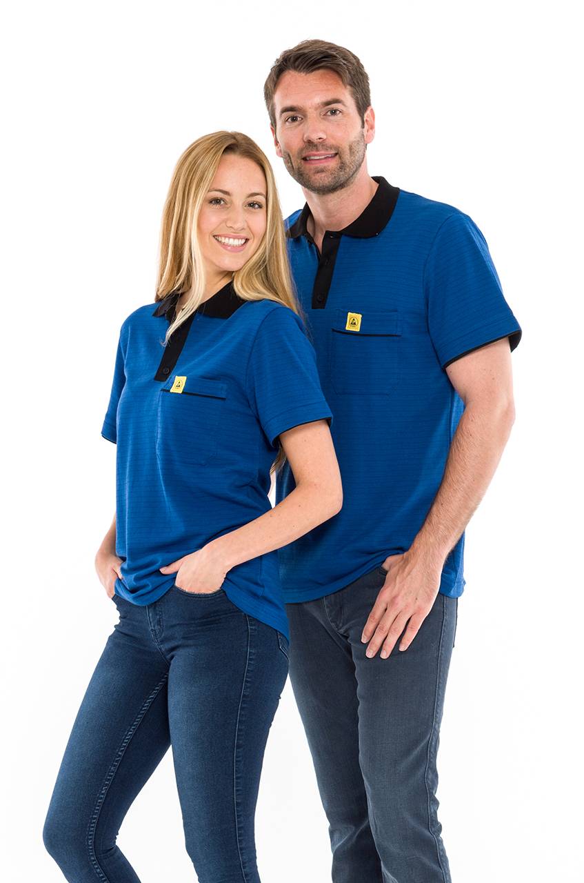 ESD-Poloshirt PRO PLUS, 210g/m², royalblau/schwarz, 3XL