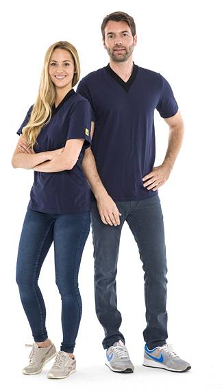 ESD T-Shirt V-Ausschnitt navyblau/schwarz, 150g/m², 7XL