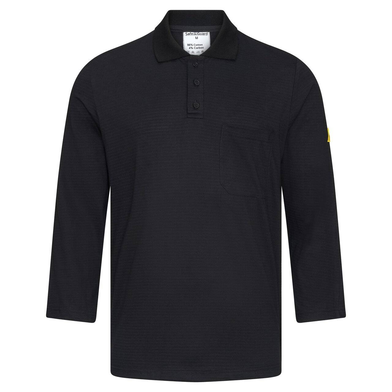ESD-Poloshirt, linker Ärmel mit ESD-Symbol, langarm, 150g/m², schwarz, XL
