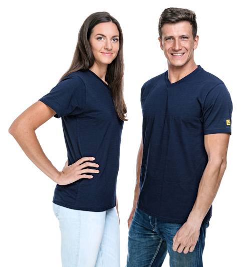 ESD-T-Shirt, V-Ausschnitt, 150g/m², marineblau, 5XL