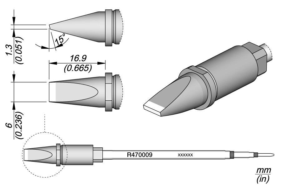 Lötspitze R470, Meißel, 6 x 1,3 mm, R470009